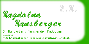 magdolna mansberger business card